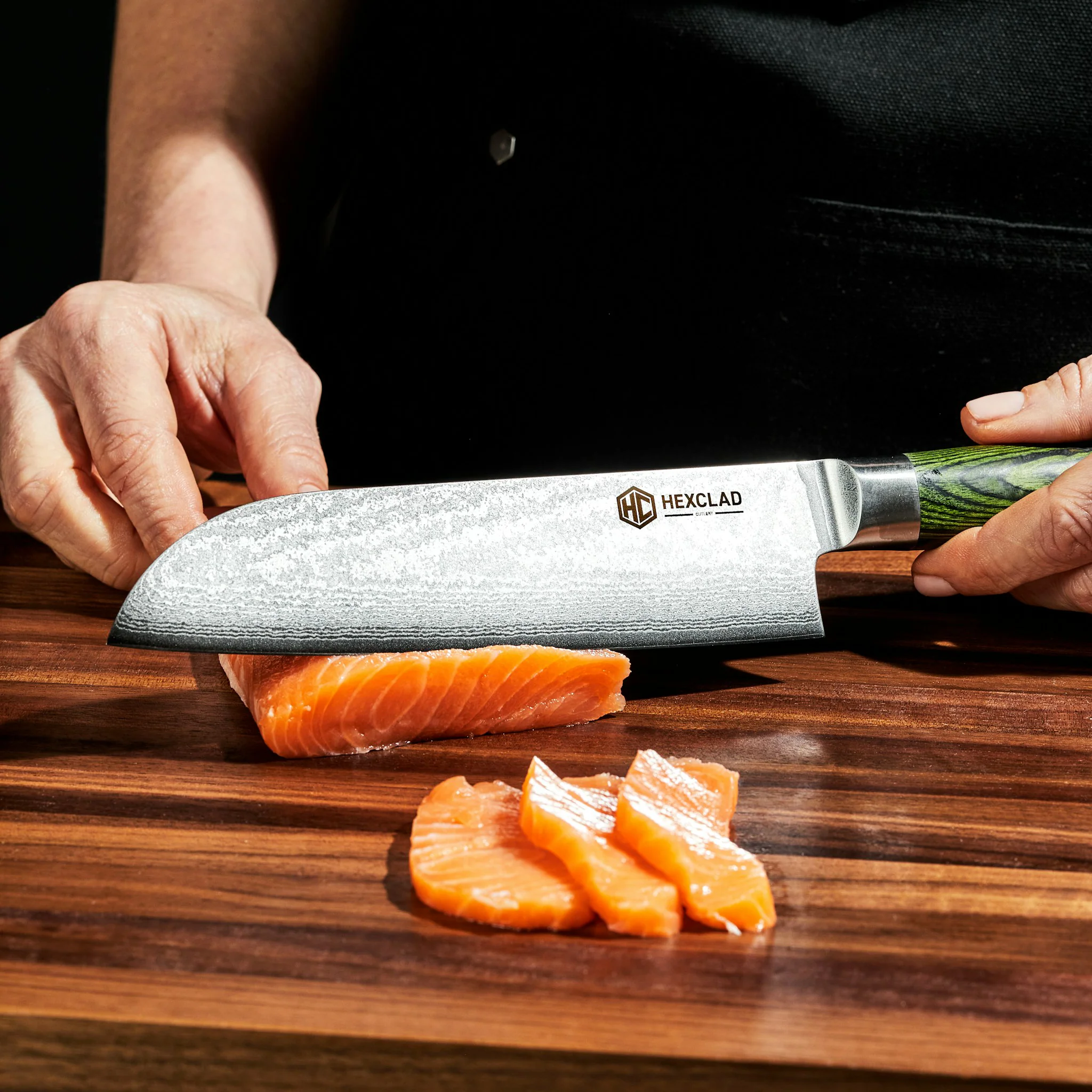 6pc Japanese Damascus Steel Knife Set w/ Magnetic Knife Block - Image 5