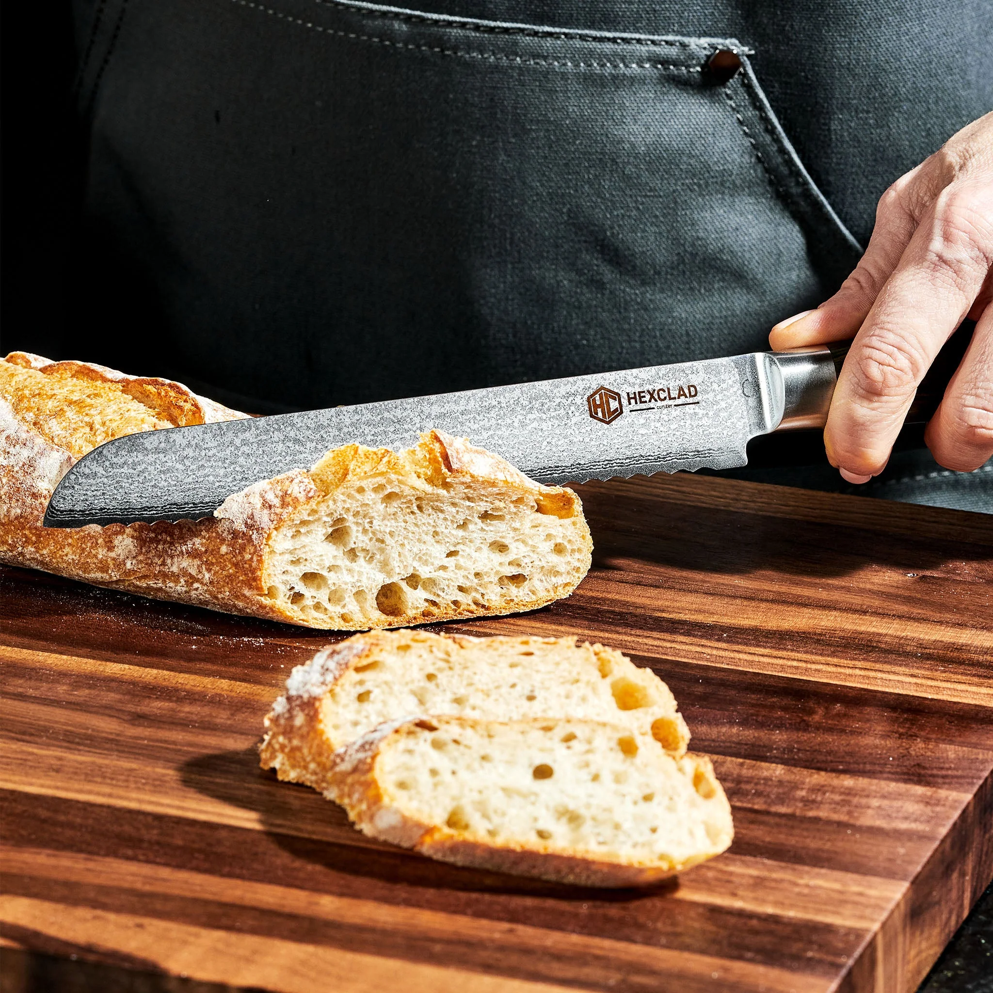 Damascus Steel 20 cm Serrated Bread Knife - Image 4