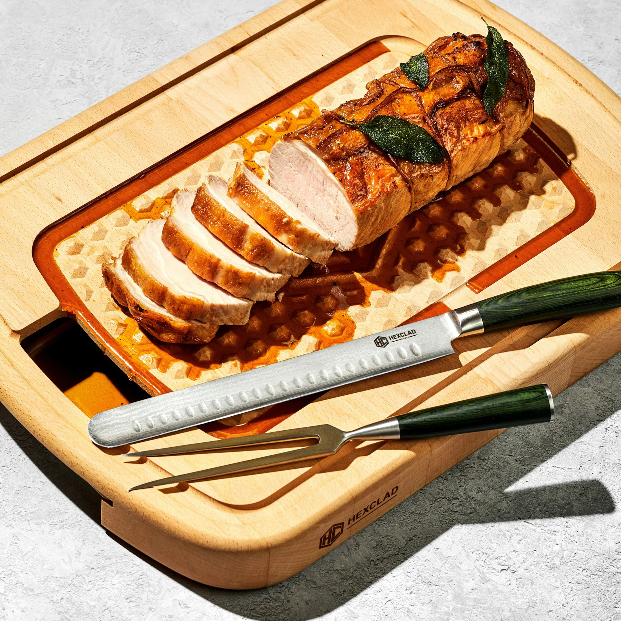HexClad Japanese Damascus Steel Carving Set - Image 3